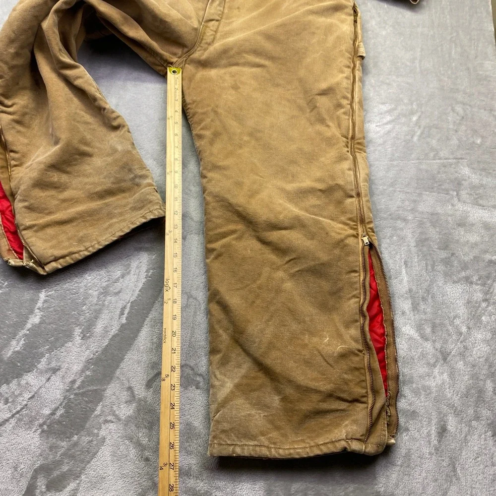 VTG Carhartt Duck Canvas Quilt Lined Coveralls Brown 44 S Distressed 9960Z Zip‎